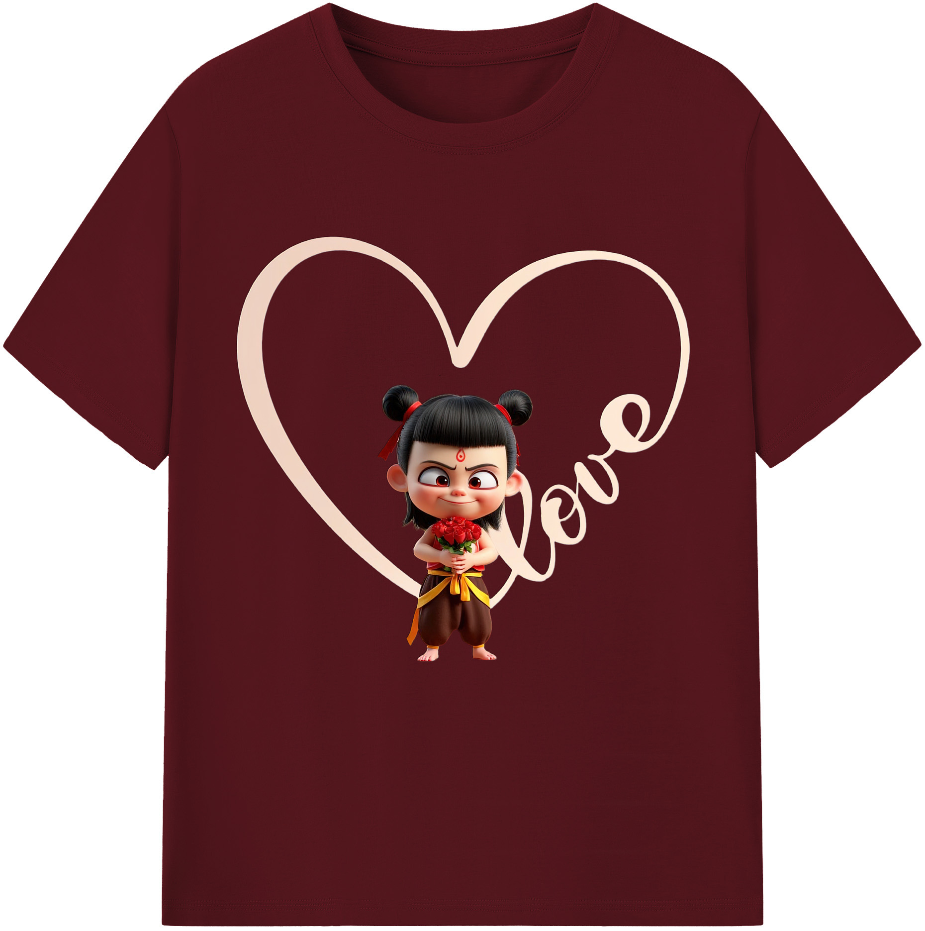 （画像用） Ne Zha 2 ナタ 魔童の大暴れ 綿100％半袖Tシャツ（フロントプリント）